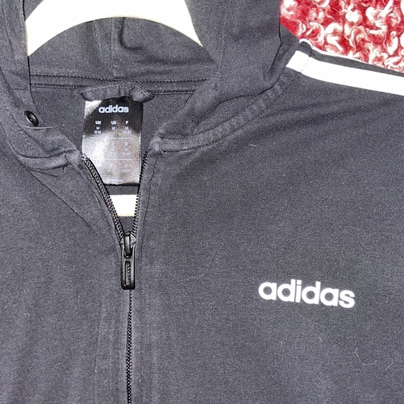 Black and white zip up Adidas jacket - Picture 2 of 2